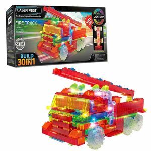 Laser Pegs 30 in 1 Lighted Building Block set STEM Fire Truck rescue racer 297pc